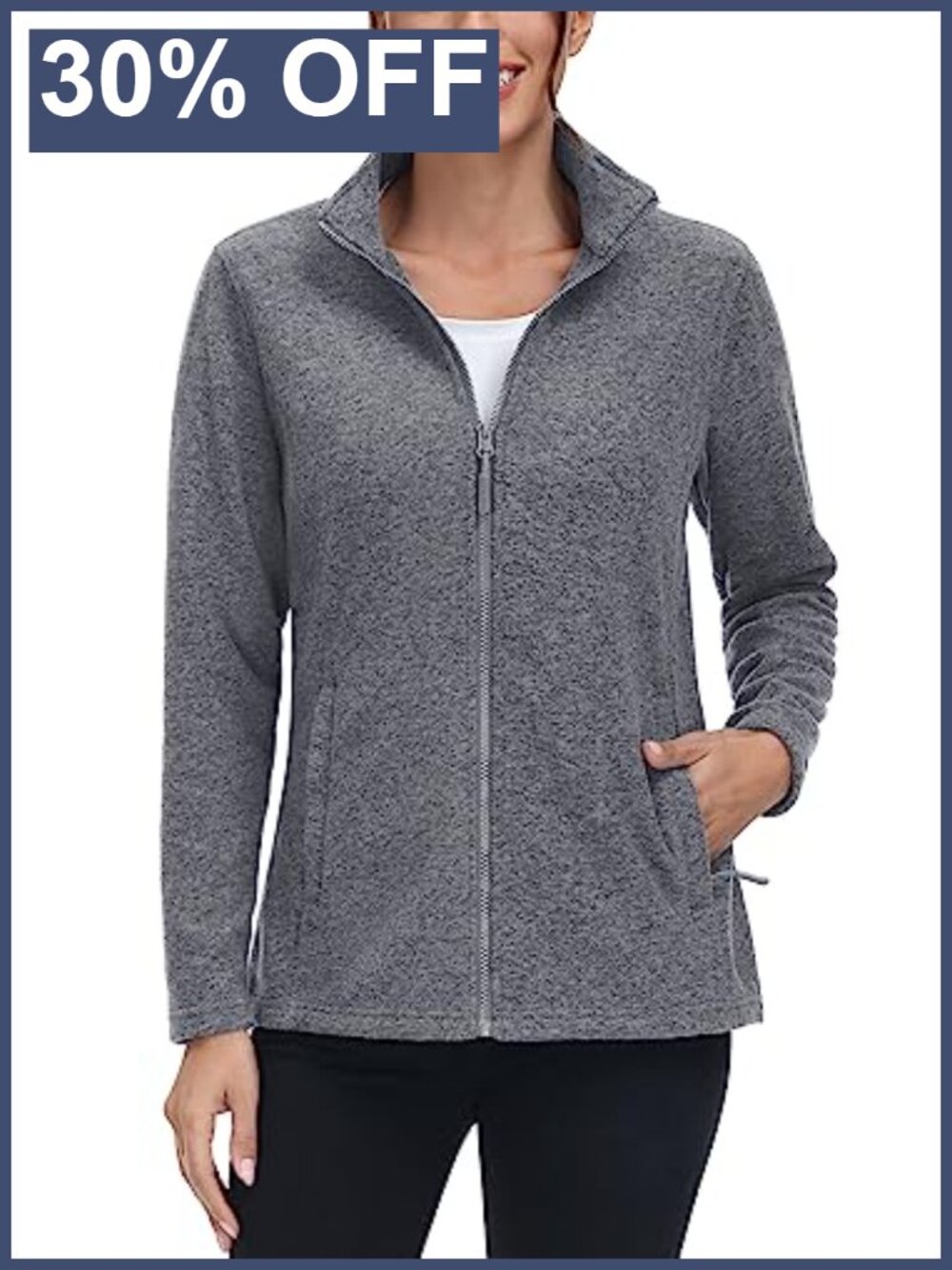 TACVASEN Women's Fleece Zip Up Jacket Light Warm Sweater with Pockets